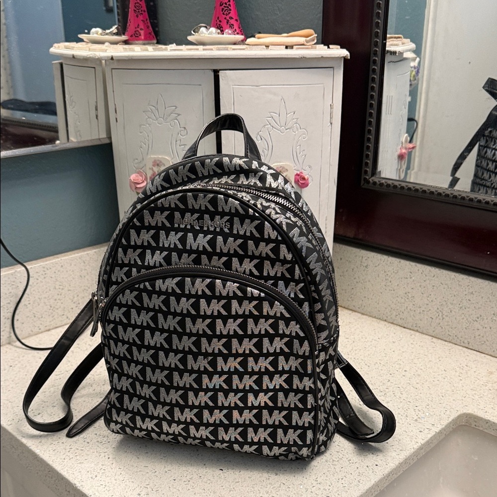 Michael Kors Monogram Black and White Backpack